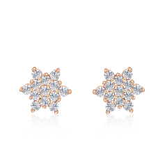 Bohemian star shape rose gold plated moissanite diamond stud earrings