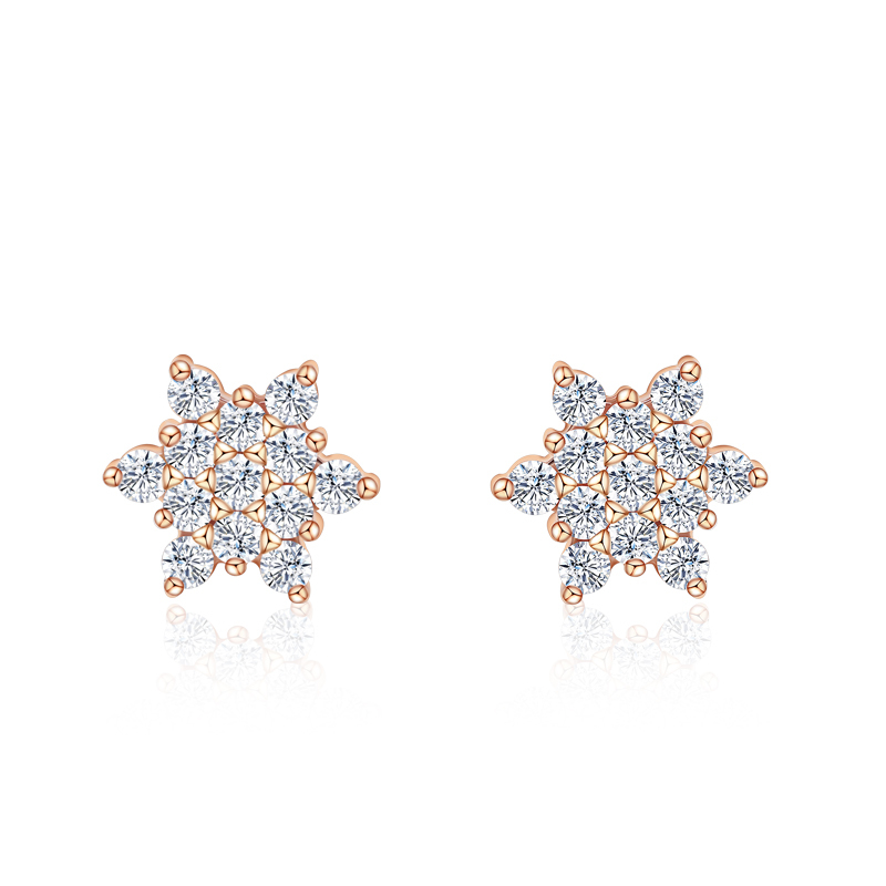 Bohemian star shape rose gold plated moissanite diamond stud earrings