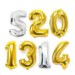 wholesale party supplies gold silver new foil number print latex balloon