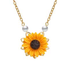 Cheap wish Amazon best seller fashion women necklace gold charm chocker sunflower necklace