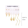 2020 ins new vintage 6 pair zircon  pearl shell hanging  earrings set combination for women