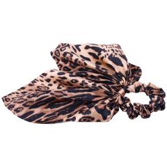 INS Facebook Hot Leopard Print Hair Band Satin Silk Hair Rope Elastic Bow Hair Scrunchies