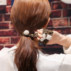 hair cord women sponytail holder No Crease heart Leopard Pearl hair band