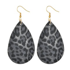 INS Amazon hot sale jewelry Retro domineering Water Drop Leopard Print faux leather earrings