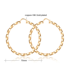 Wholesale vintga square tube 18k gold plated twisted women circle hoop earrings