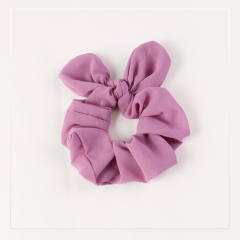Wholesale fashion customized human solid color rabbit ear chiffon hair scrunchies for girls