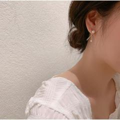 925 Silver personalized fashion women ladies rhinestone pearl cross earrings