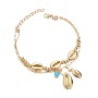 Bohemian personality handmade double layer gold beaded metal shell anklets Bohemian personality handmade double layer gold beaded metal shell anklets