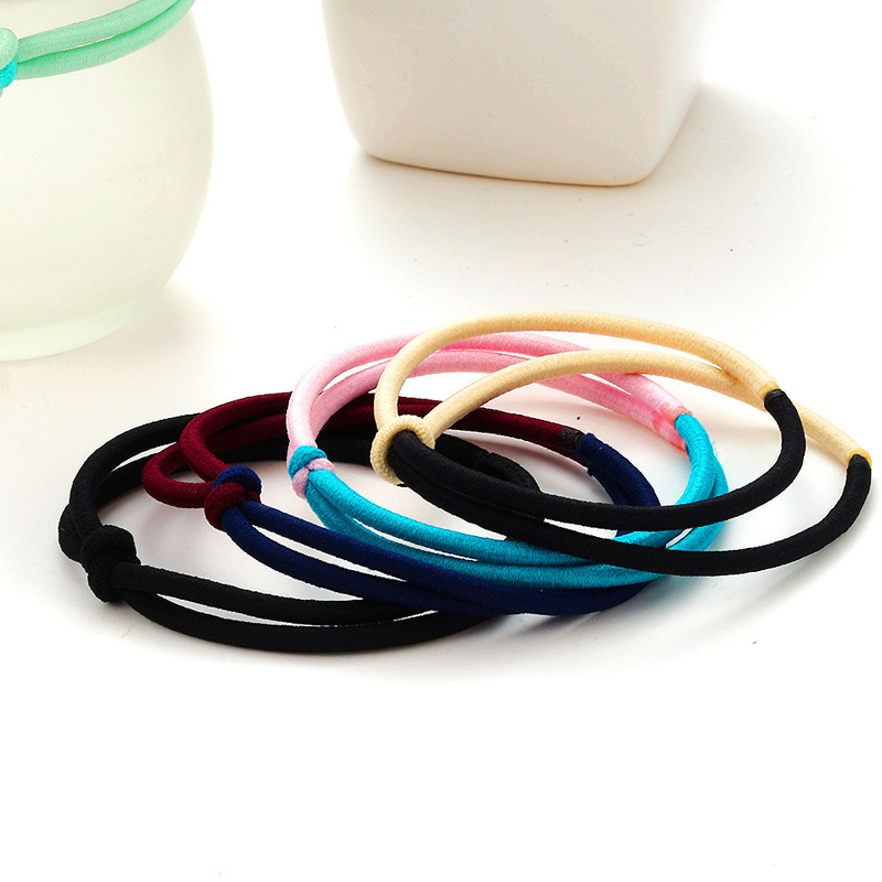 Wholesale new Korean simple girls double color knotted rubber hair rings