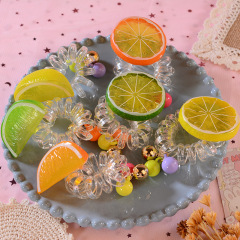 Hot sale amazon cute fruit transparent elastic telephone wire hair tie