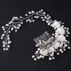Luxury pearl flower headbands wedding hair accessories bridal hair comb