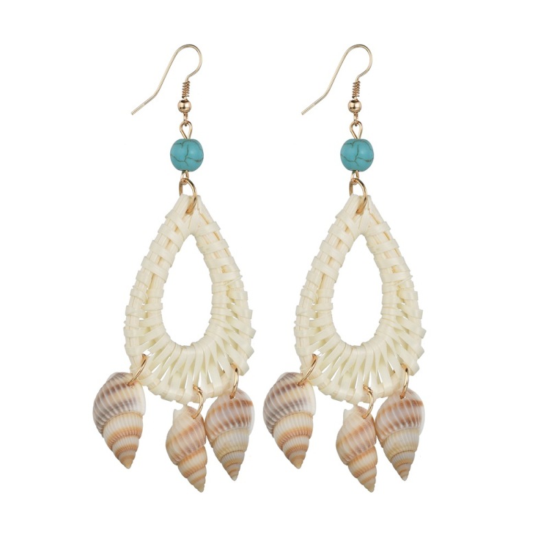 Customized personalized fashion design sea shell and bamboo earrings hoops for women Customized personalized fashion design sea shell and bamboo earrings hoops for women