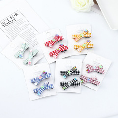 Amazon Top Seller Candy Color Felt Fabric Metal Bow Hair Clip for Girls Kids