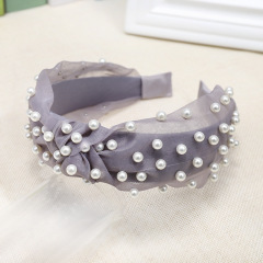2019 fashion pearl hair accessories yarn lace knot polyester headbands