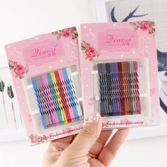 Korean simple women colorful wave pattern steel bobby pins sets for girls