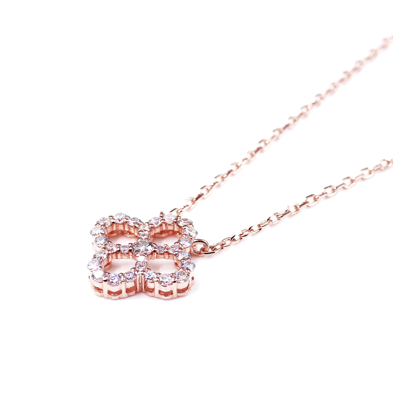 Four clover leaf shape 925 sterling silver gold plated moissanite diamond necklace Four clover leaf shape 925 sterling silver gold plated moissanite diamond necklace