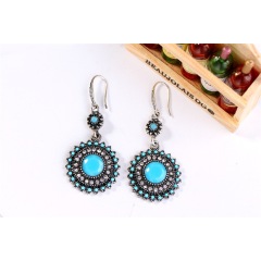 Bohemia wholesale crystal rhinestone alloy sun flower women dangle earrings