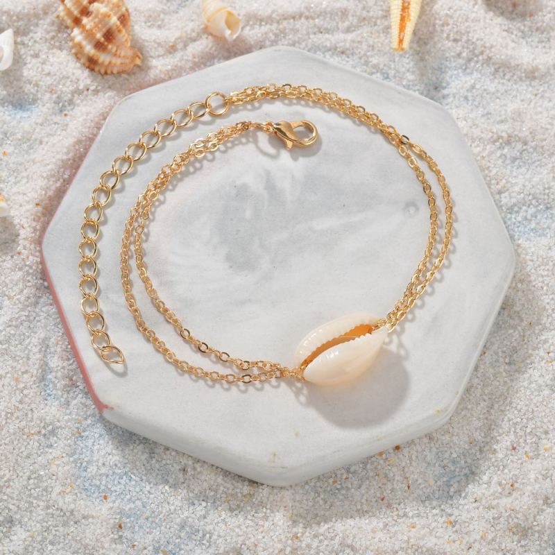 Wholesale simple wild women jewelry natural shell multi-layer beach anklet Wholesale simple wild women jewelry natural shell multi-layer beach anklet