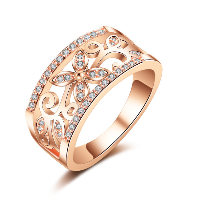 Wholesale fashion jewelry zircon crystal rhinestone clover engagement ring Wholesale fashion jewelry zircon crystal rhinestone clover engagement ring