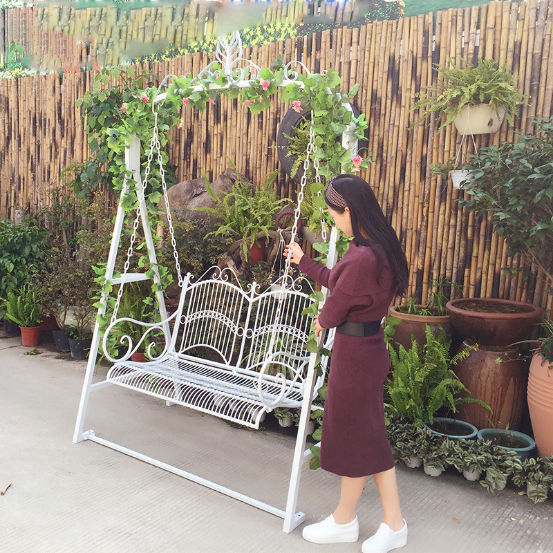 White iron double seat swing garden ornaments garden suppliers White iron double seat swing garden ornaments garden suppliers