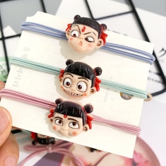 New simple wholesale cartoon double line knotted elastic hair ropes cartoon hair ties for girls for sale