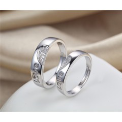 Romantic Silver Jewelry Exaggerated Love Stamped European Wedding Band Ring