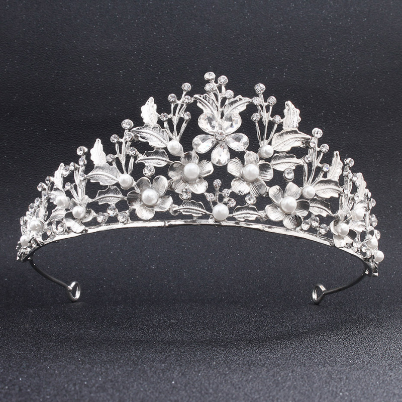 Luxury Rhinestone hair accessories round silver jewelry birthday girl wedding tiara crowns