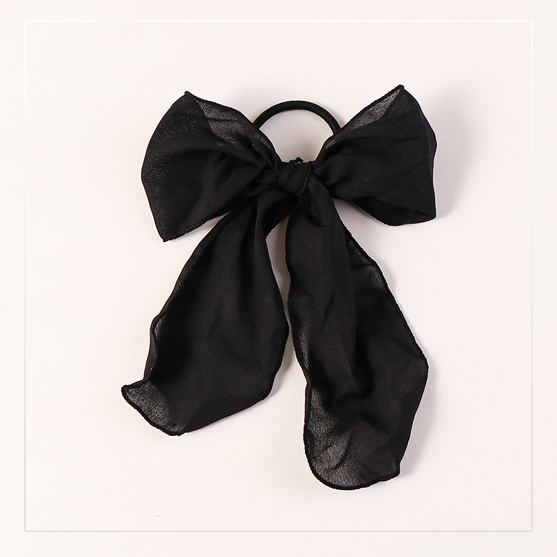 wholesale custom elastic printed flower ribbon bow hair ties for girls