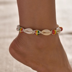 2019 Sea shell colored stone beads foot jewelry rhinestone anklet bracelet sets for women