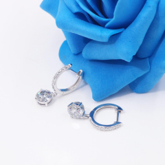 wholesale price 925 sterling silver white moissanite stone hoop earrings