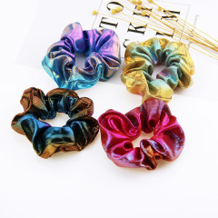wholesale fancy Women Fashion Scrunchies rainbow Solid Color Check Ponytail Holders girls elastic flat hair tie