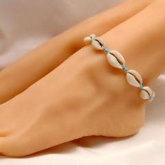 Fashion beach foot jewelry wax thread hand-woven shell anklets for women