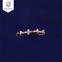 Simple cross design stone jewely 18k 585 solid rose gold  moissanite ring 14k gold