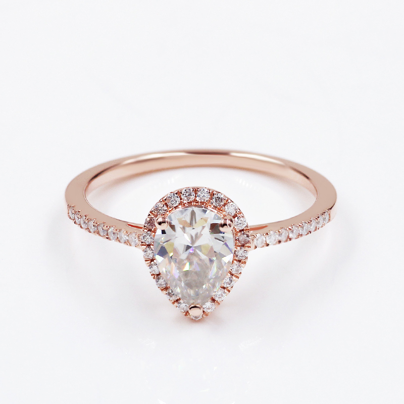 Custom 925 silver 14k 18k rose gold plated diamond engagement pear moissanite ring Custom 925 silver 14k 18k rose gold plated diamond engagement pear moissanite ring