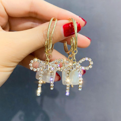 Fashion studded tassel earrings jewelry S925 silver pin rhinestone popular earrings