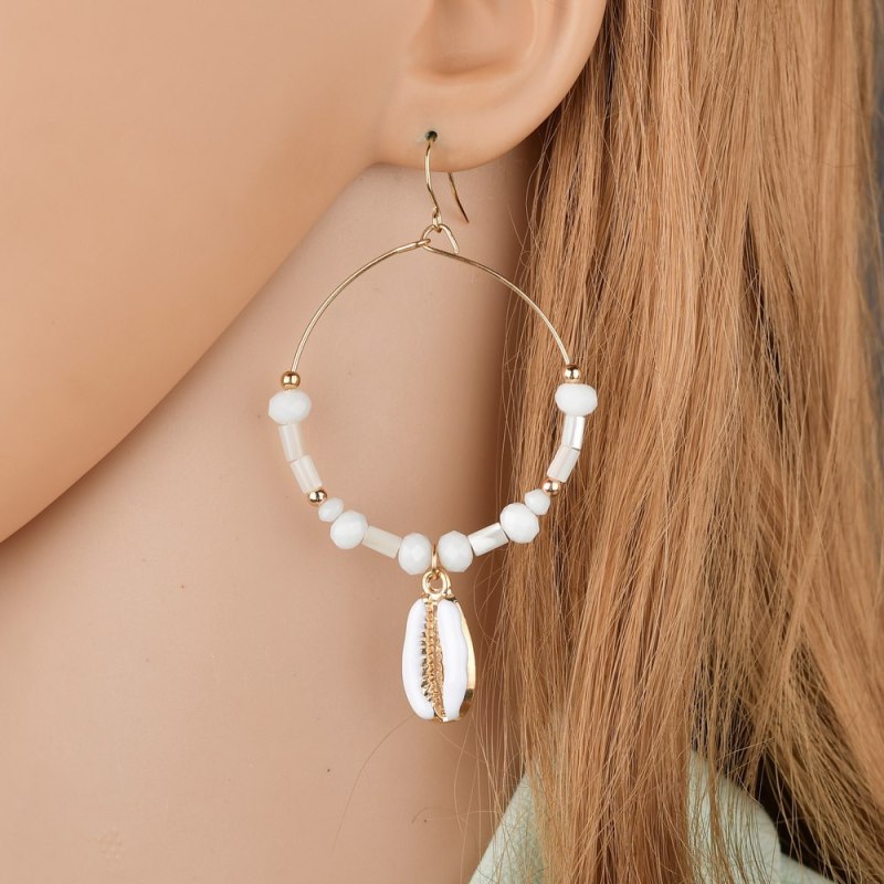2019 Fashion jewelry pearl sea shell large gold sterling silver earring hoop for women
