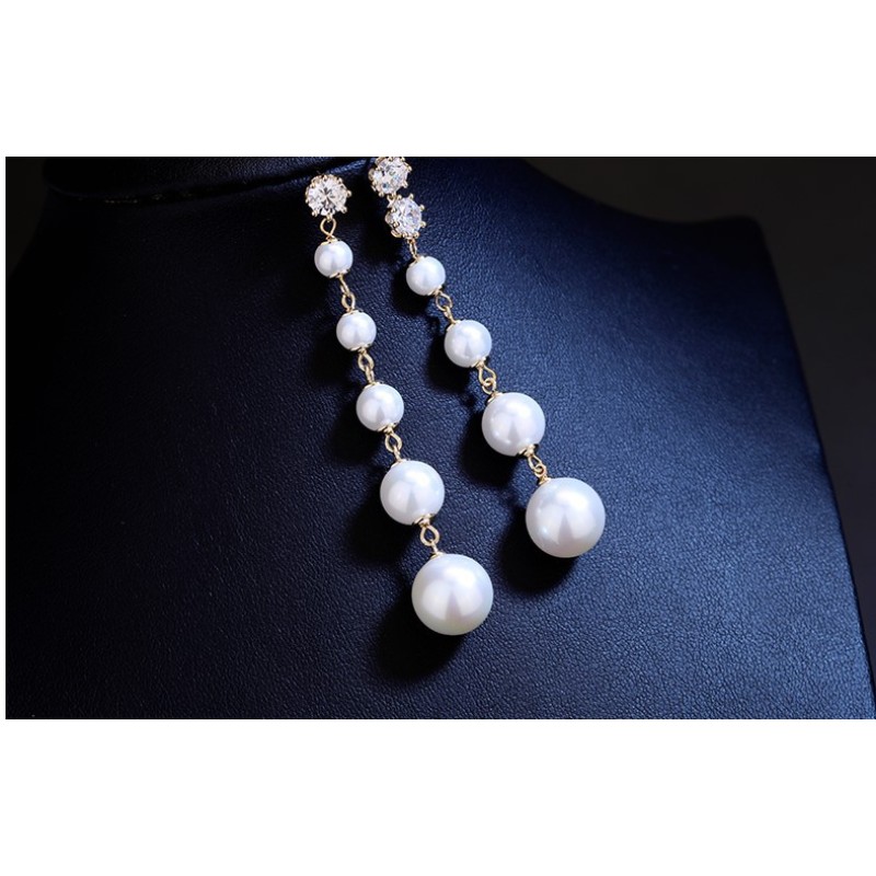 New Fashion 925 Silver Long Women Earring Accessories Pearl Tassel Earrings