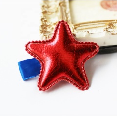 PU star shape fabric decoration gold star hair clip making accessoriesfor little girls