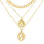 wholesale Amazon ins fashion life tree map gold long chain choker 3 multi layered necklace for women lady girls wholesale Amazon ins fashion life tree map gold long chain choker 3 multi layered necklace for women lady girls