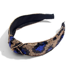 2020 New hair band Cloth Wrapped headbands women elastic Leopard Sequins Cross Knot Headband