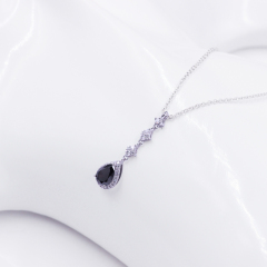 Hot sale fashion jewelry pear shape 925 silver gold plated moissanite necklace