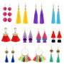 INS Amazon Hot sale bohemia statement colorful long woman girls tassel Earring sets INS Amazon Hot sale bohemia statement colorful long woman girls tassel Earring sets