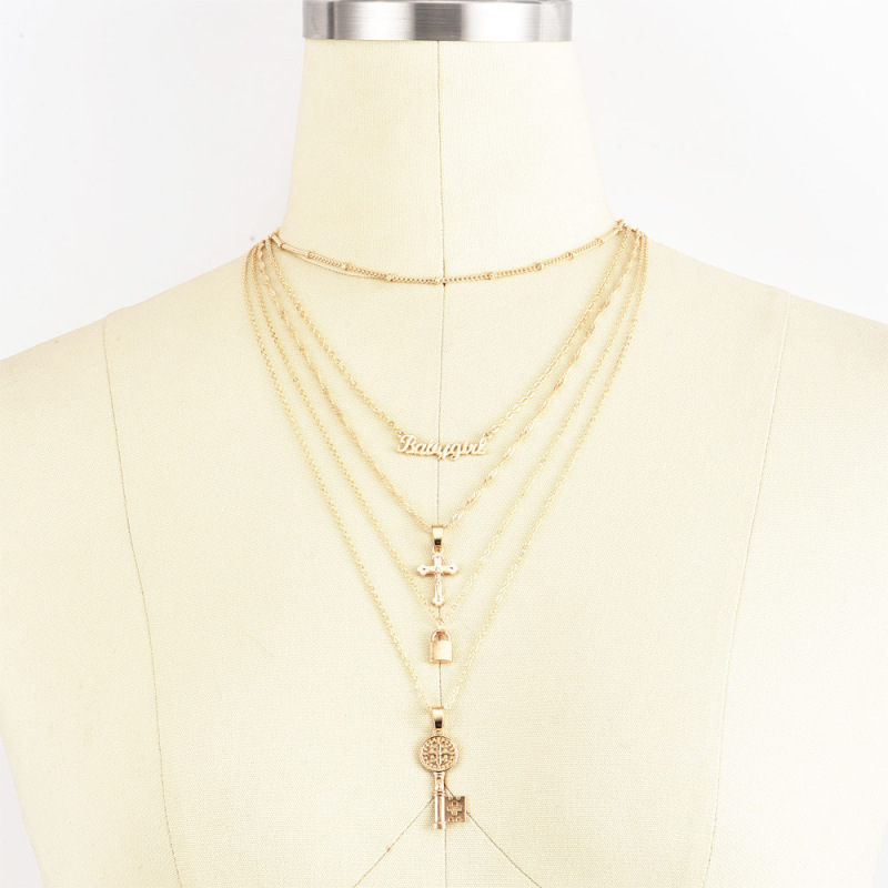 wish Amazon ins fashion gold plated lock cross name multi layered chain choker necklace for women lady girls wish Amazon ins fashion gold plated lock cross name multi layered chain choker necklace for women lady girls