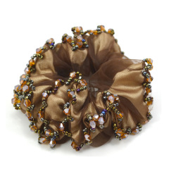New arrival custom women girls lace fabric beads elastic scrunchies for hair