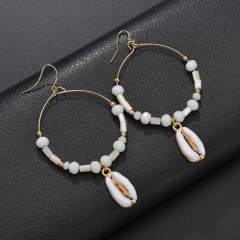 2019 Fashion jewelry pearl sea shell large gold sterling silver earring hoop for women