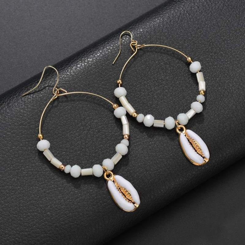 2019 Fashion jewelry pearl sea shell large gold sterling silver earring hoop for women