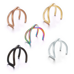 2020 amazon ins Fashion C cross shape body Cheap clip on earrings non piercing ear cuff earrings loop gold