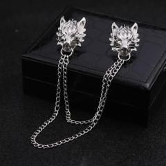 Wholesale custom high quantity lapel pin collar pin shirt golden metal brooch stud tassel tiger brooches for men