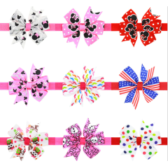 2020 Hot sale 24 color wave point bow knot hair bands for girls hair accessories