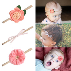 2020 ebay hot sale Toddler Girl Nylon Elastics flowers Hair Bows baby headbands